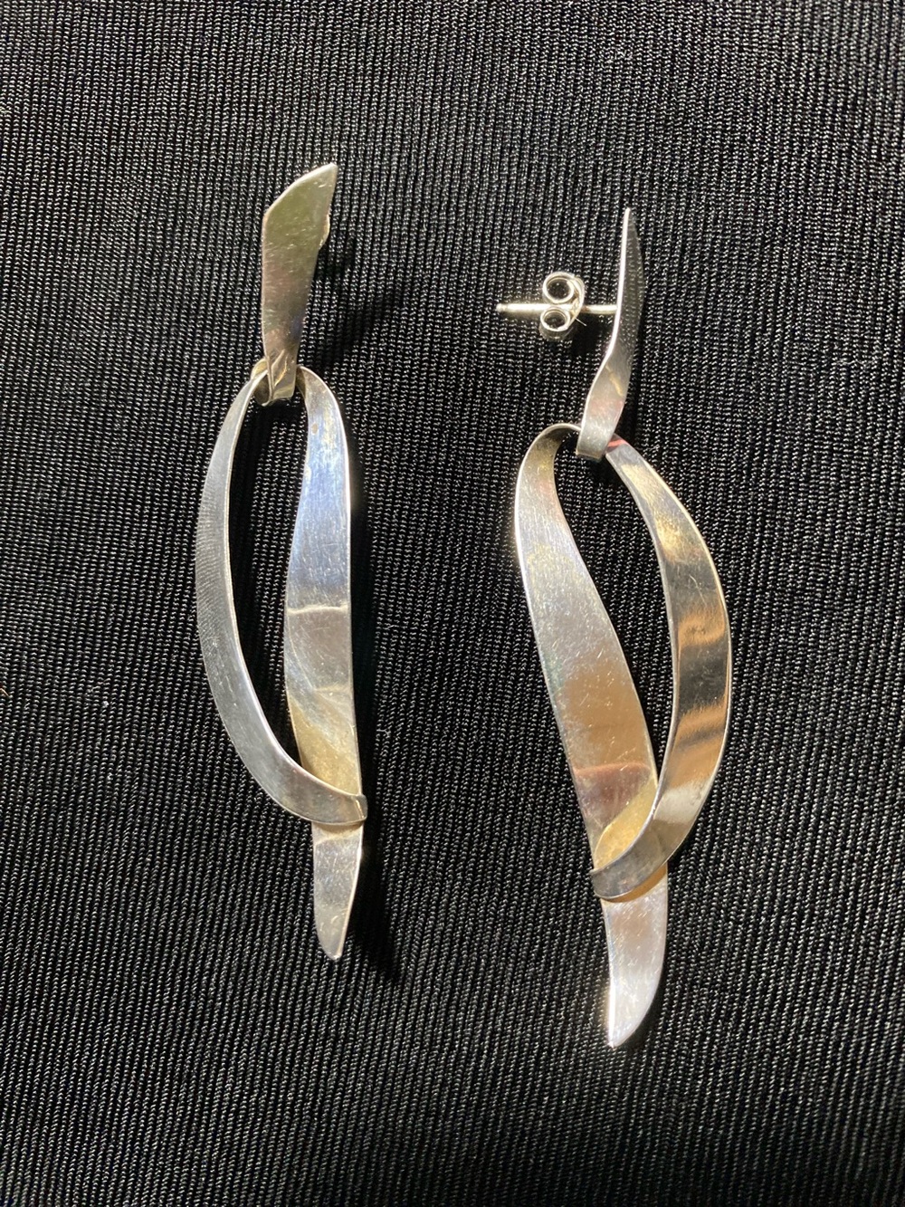 Sterling Silver Twisted Ribbon Kinetic Earrings